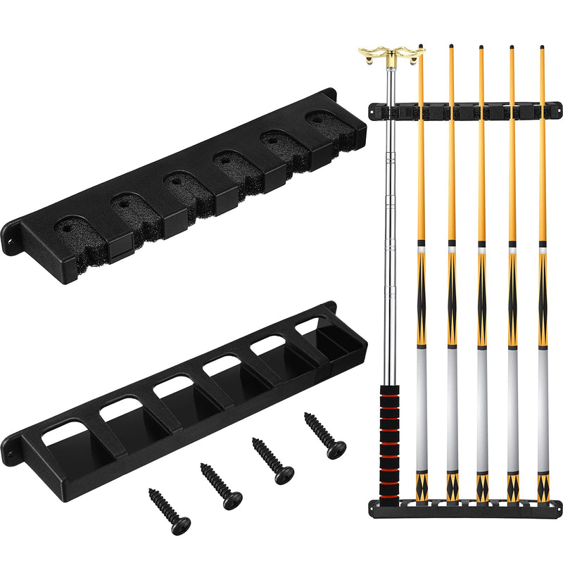 [Australia - AusPower] - Skylety 2 Pieces 6 Pool Cue Rack, Pool Stick Holder Wall Mounted Table Sticks, Pool Balls Billiard Pool Table Accessories for Game Room Pool Bars Clubs Billiard Players 