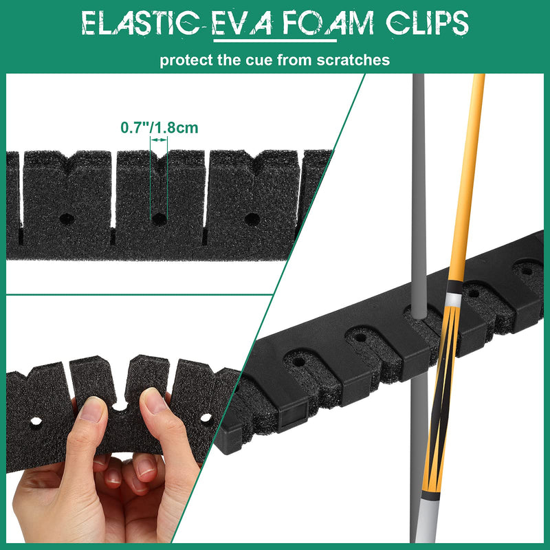 [Australia - AusPower] - Skylety 2 Pieces 6 Pool Cue Rack, Pool Stick Holder Wall Mounted Table Sticks, Pool Balls Billiard Pool Table Accessories for Game Room Pool Bars Clubs Billiard Players 