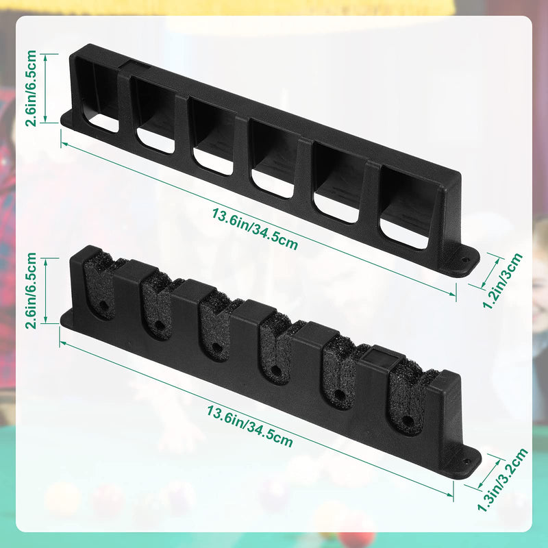 [Australia - AusPower] - Skylety 2 Pieces 6 Pool Cue Rack, Pool Stick Holder Wall Mounted Table Sticks, Pool Balls Billiard Pool Table Accessories for Game Room Pool Bars Clubs Billiard Players 
