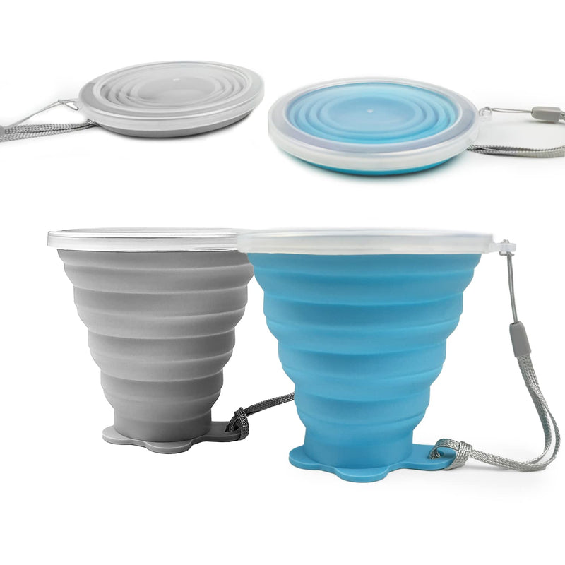 [Australia - AusPower] - JBER Silicone Collapsible Travel Cup, Silicone Folding Camping Cup with Lids Expandable Drinking Cup for Outdoor Hiking Travel 