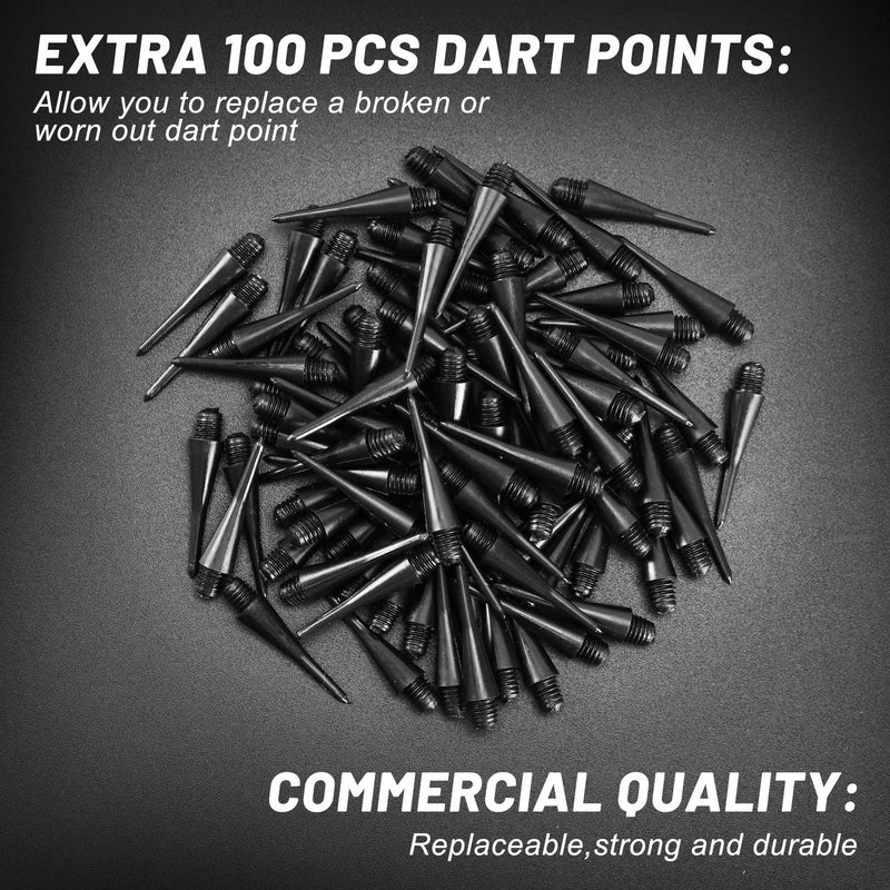 [Australia - AusPower] - Accmor 12 Pcs Soft Tip Darts, Bar Dart, Plastic Tip Darts Set, Attach Extra 100 Black 2BA Replacement Tips, Soft Tip Darts for Electronic/Plastic Dartboard 
