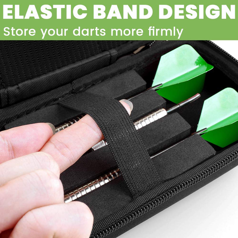 [Australia - AusPower] - ALKOO Dart Case Holds 12 Steel Tip and Soft Tip Darts with Extra Space to Keep Flights in Shape, and Numerous Pockets Holder for Storage Tips, Shafts and Flights- Black 