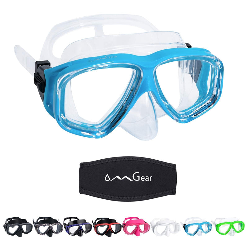 [Australia - AusPower] - OMGear Swim Mask Dive Goggles Swimming Goggles with Nose Cover Snorkeling Gear Junior Adult Snorkel Mask for Scuba Diving Spearfishing Neoprene Strap Impact Resistance 