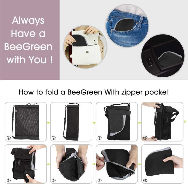[Australia - AusPower] - BeeGreen Swim Bag Mesh Swimming Bag Foldable for Swimmer Pool Net Bag for Gear Beach Gym Black 
