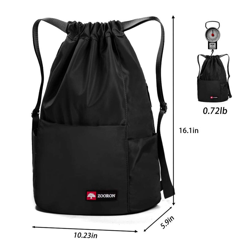 [Australia - AusPower] - Waterproof Drawstring Gym Backpack Bag for Men & Women, Sport Gym Sack Mini Travel Daypack A01-black 1 