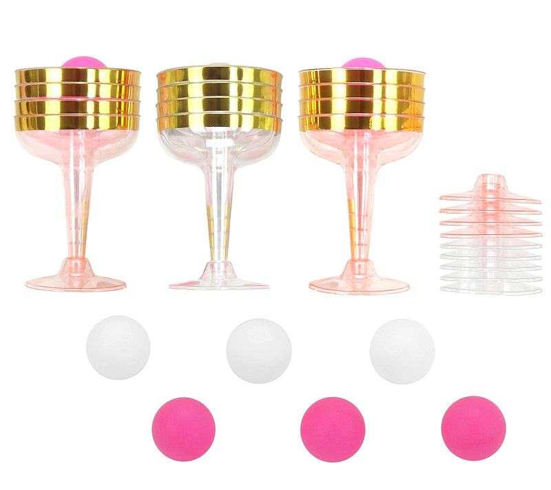 [Australia - AusPower] - Iconikal Champagne Pong Game Balls and Fluted Cups, Gold Trimmed, 21-Piece Set 