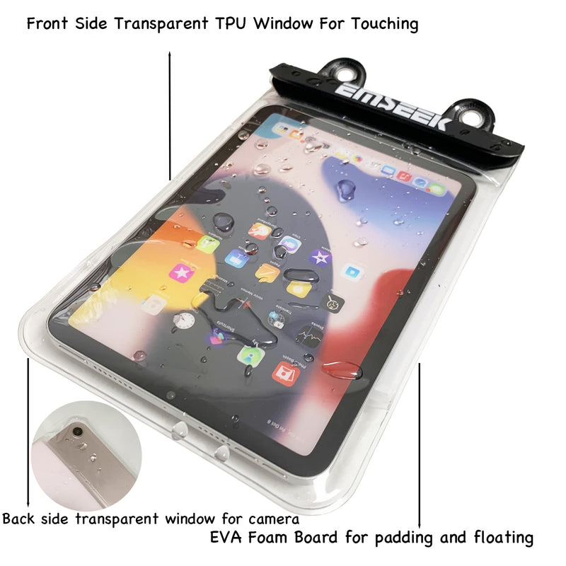 [Australia - AusPower] - EMSEEK Waterproof Ebook Reader Cover Case Waterproof Tablet Bag Waterproof Holder Pouch for Kindle Paperwhite IPAD Mini Samsung Tab Google Nexus 7 Up to 8.3”(Black) 