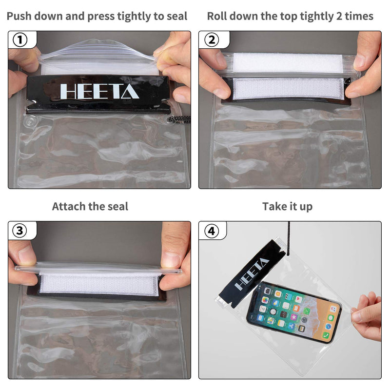 [Australia - AusPower] - HEETA 5-Pack Clear Waterproof Dry Bag, Water Tight Cases Pouch Dry Bags for Camera Mobile Phone Maps, Kayaking Boating Document Holder 