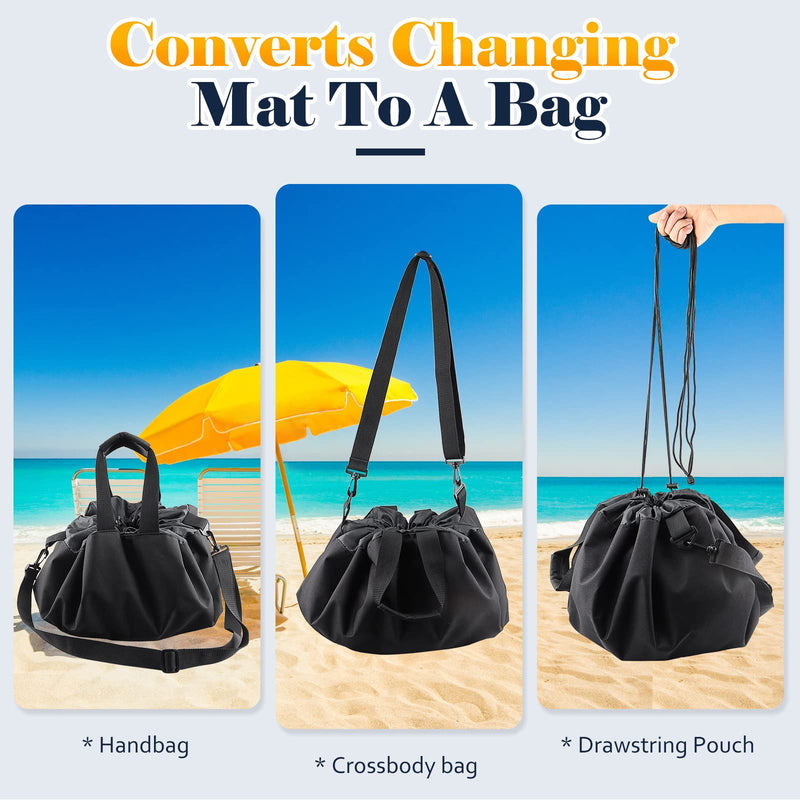 [Australia - AusPower] - Wetsuit Change Mat, Beach Changing Surf Storage Bag with Shoulder and Handle Strap for Swimming Diving Surfing and Outdoors Sports Accessories Black 