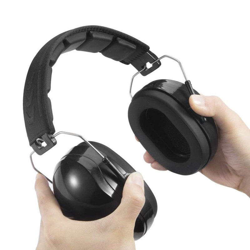 [Australia - AusPower] - Pro For Sho All Terrain Safety Ear Protection - LARGER Size Foldable Ear Muffs Much Lighter Weight & Maximum Hearing Protection, Black 