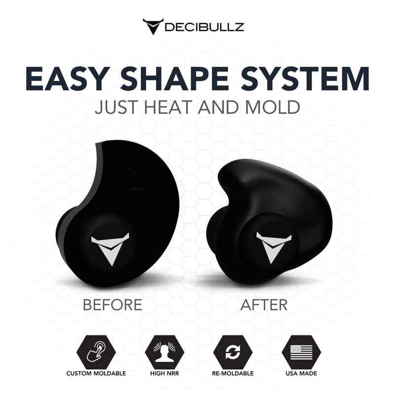 [Australia - AusPower] - Decibullz - Custom Molded Earplugs, 31dB Highest NRR, Comfortable Hearing Protection for Shooting, Travel, Work and Concerts Black 