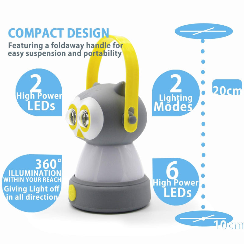 [Australia - AusPower] - FANT.LUX Outdoor Equipment LED Camping Lantern & Headlamp Set for Kids, Battery Powered Night Light for Emergency, Hurricane, Lightweight Tent Lamp - Owl 