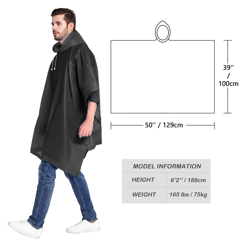 [Australia - AusPower] - ANTVEE Rain Ponchos for Women and Men (2 Pack) with Drawstring Hood for Adults Black 