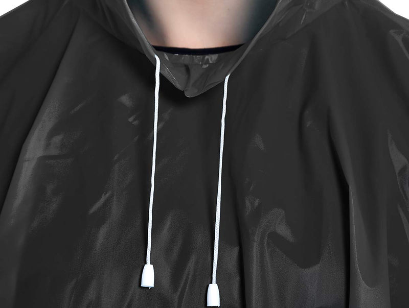 [Australia - AusPower] - ANTVEE Rain Ponchos for Women and Men (2 Pack) with Drawstring Hood for Adults Black 