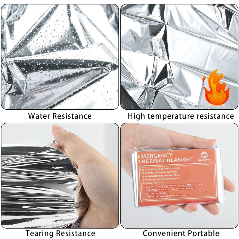 [Australia - AusPower] - QIO CHUANG Emergency Mylar Thermal Blankets -Space Blanket Survival kit Camping Blanket (4-Pack). Perfect for Outdoors, Hiking, Survival, Bug Out Bag ，Marathons or First Aid 1 