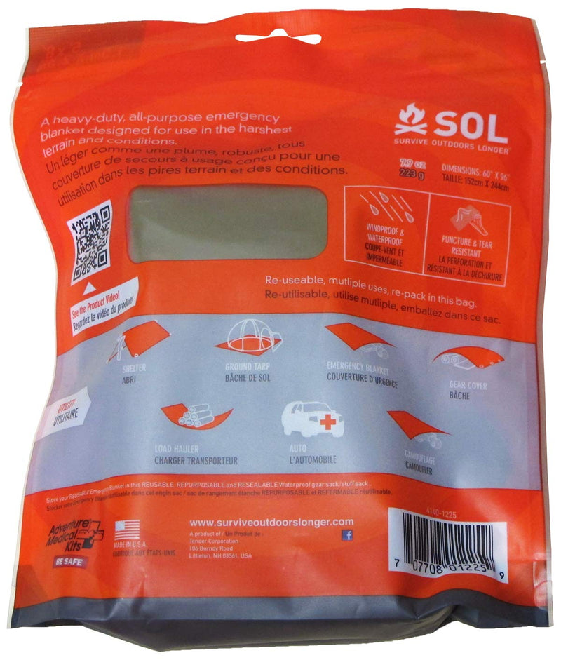 [Australia - AusPower] - S.O.L. Survive Outdoors Longer S.O.L. Heavy Duty Emergency Blanket, 5 x 8 ft 