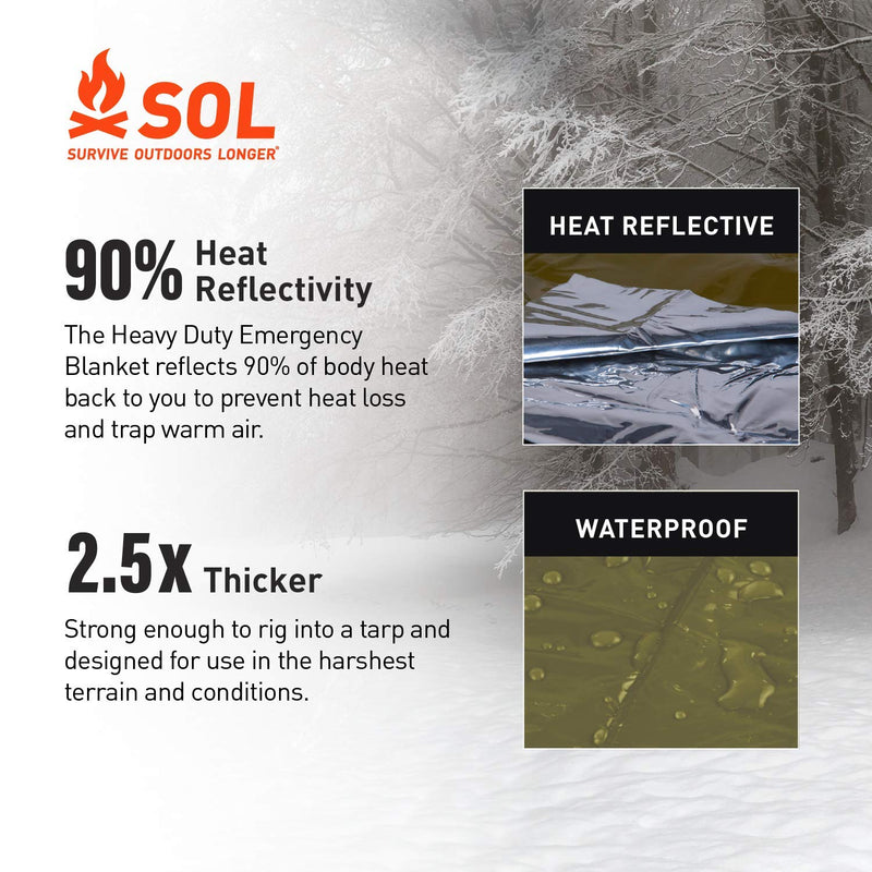 [Australia - AusPower] - S.O.L. Survive Outdoors Longer S.O.L. Heavy Duty Emergency Blanket, 5 x 8 ft 