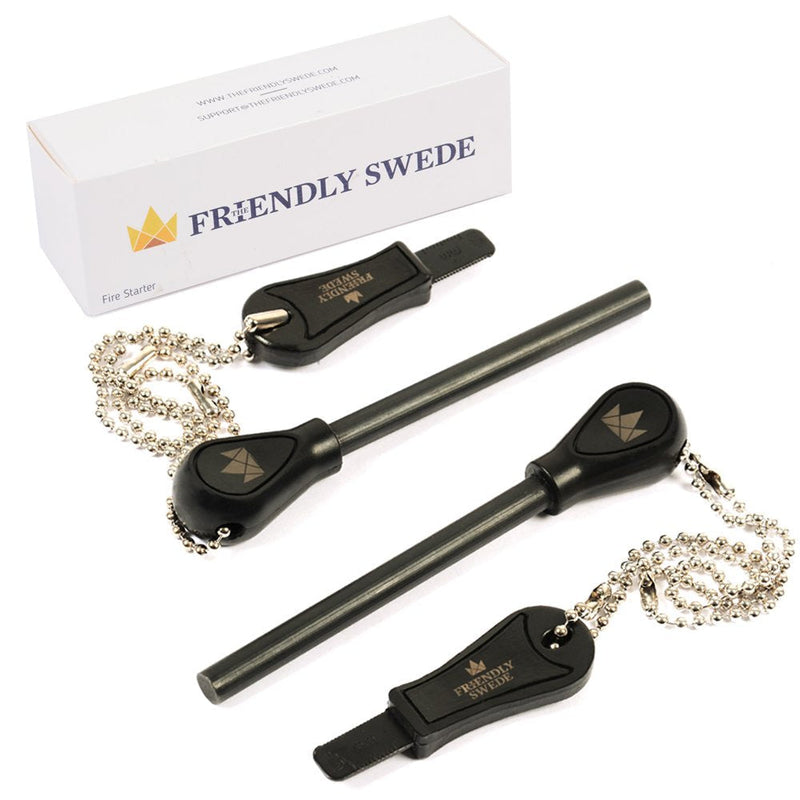 [Australia - AusPower] - The Friendly Swede Fire Starter for Survival - Ferro Rod Fire Starter Sticks, Easy Grip Flint and Steel Striker for Camping and Emergency (2 Pack) 2-Pack 