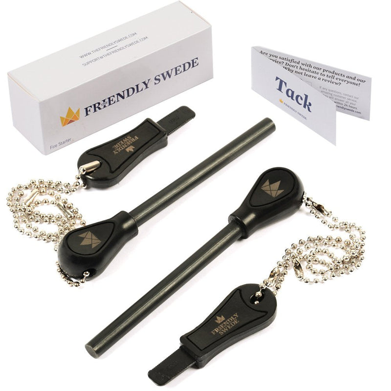 [Australia - AusPower] - The Friendly Swede Fire Starter for Survival - Ferro Rod Fire Starter Sticks, Easy Grip Flint and Steel Striker for Camping and Emergency (2 Pack) 2-Pack 