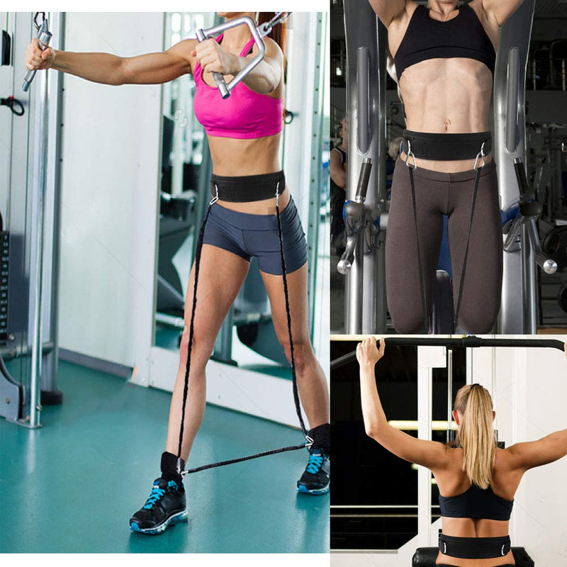 [Australia - AusPower] - HYVAWO Waist Belt Neoprene Padded Gym Pulley Strap with Rings for Cable Machines Fitness Exercise Speed Agility Resistance Training 
