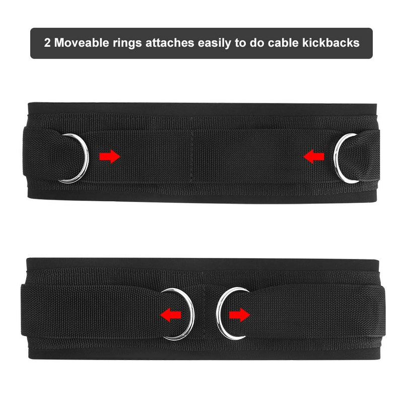 [Australia - AusPower] - HYVAWO Waist Belt Neoprene Padded Gym Pulley Strap with Rings for Cable Machines Fitness Exercise Speed Agility Resistance Training 