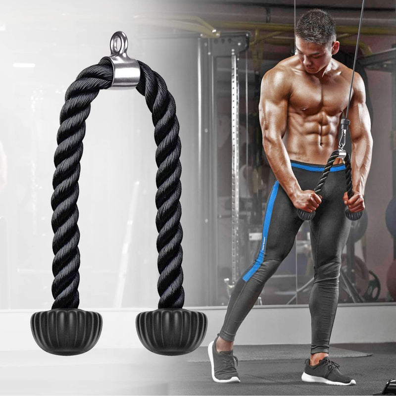 [Australia - AusPower] - SELEWARE Tricep Rope Cable Machine Attachments for Gym, 28”/36” Universal Tricep Pull Down Rope with Soft Rubber Ends for Pulley System Home Gym Workout Fitness 
