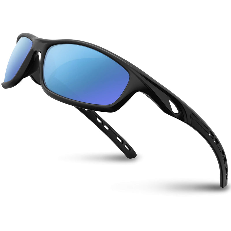 [Australia - AusPower] - RIVBOS Sunglasses for Men Women Polarized UV Protection Sports Fishing Driving Shades Cycling RB833 833-black Ice Blue Lens 