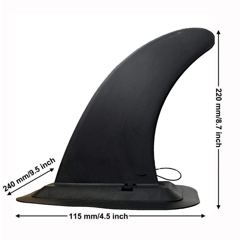 [Australia - AusPower] - DSHE Detachable Center Fin Black, Kayak Rudder Kit Skeg Tracking Fin Watershed Board for Inflatable Canoe, Stand Up Paddle SUP Boards, Surfboard 