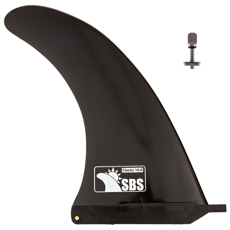 [Australia - AusPower] - SBS 10" Surf & SUP Fin - Free No Tool Fin Screw - 10 inch Center Fin for Longboard, Surfboard & Paddleboard Black 