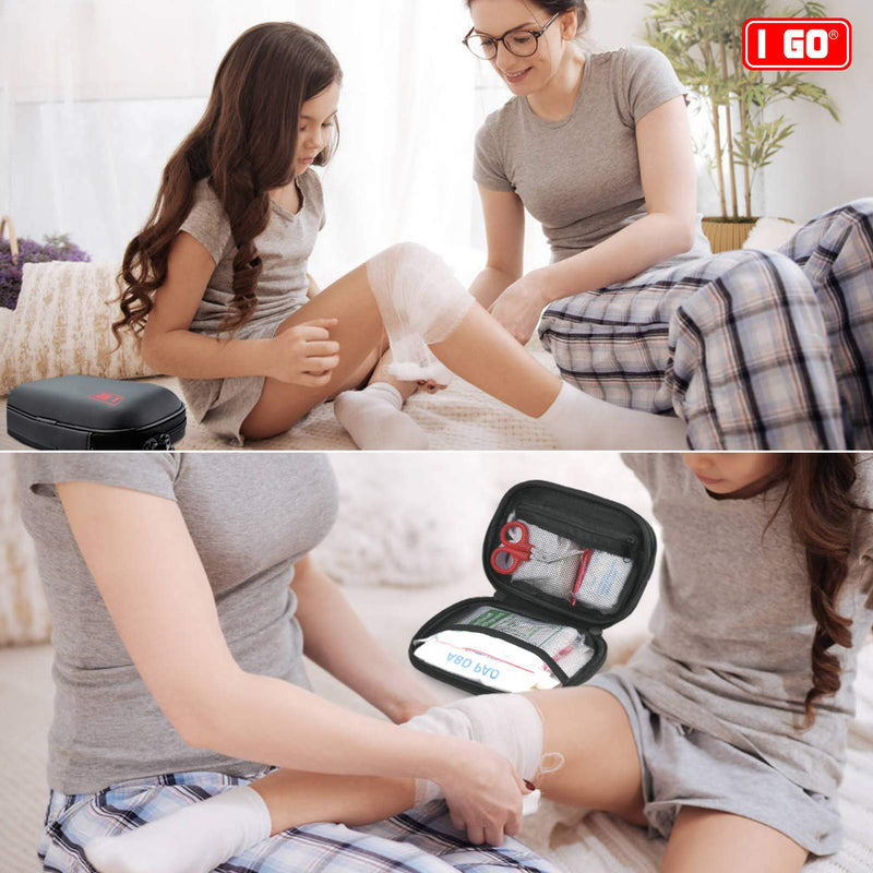 [Australia - AusPower] - I GO 85 Pieces Hard Shell Mini Compact First Aid Kit, Small Personal Emergency Survival Kit for Travel Hiking Camping Backpacking Hunting Marine Car Black 