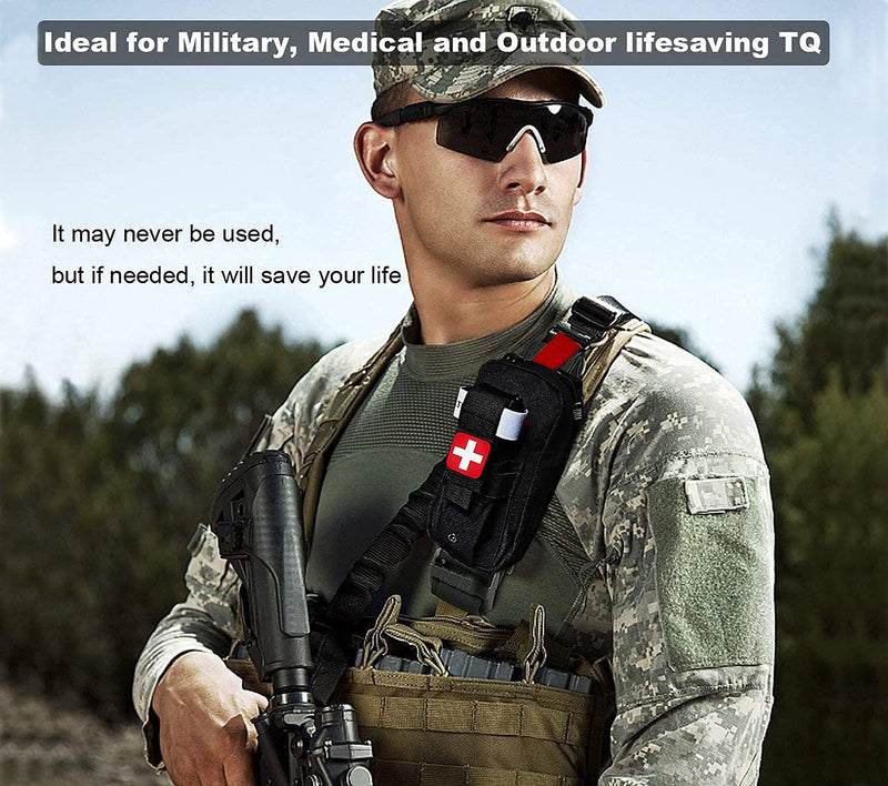 [Australia - AusPower] - Molle Medical Pouch, Tourniquet Holder Tactical First Aid Pouch, Small Trauma Kit, IFAK Pouch, Emergency EMT Med Kit for Camping and Hiking Black 