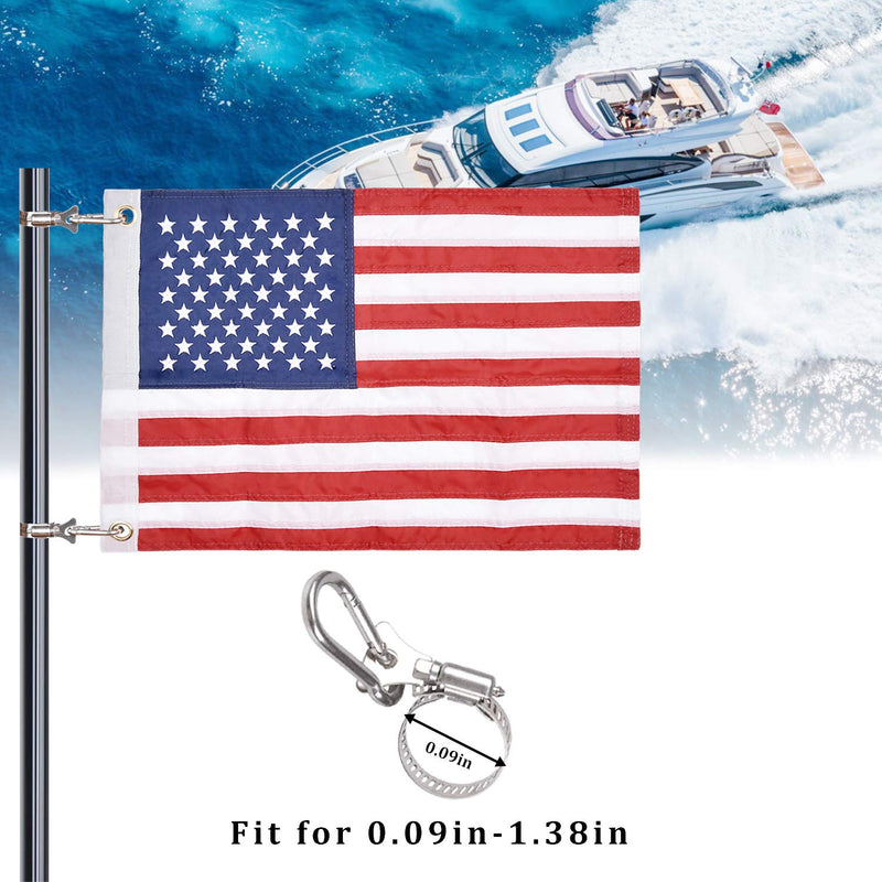 [Australia - AusPower] - Universal Boat Flag Marine 12"x18" with 4 Boat Flag Pole Kits USA Flag with 50 Embroidered Stars American Boat Flag 12x18 Inch 