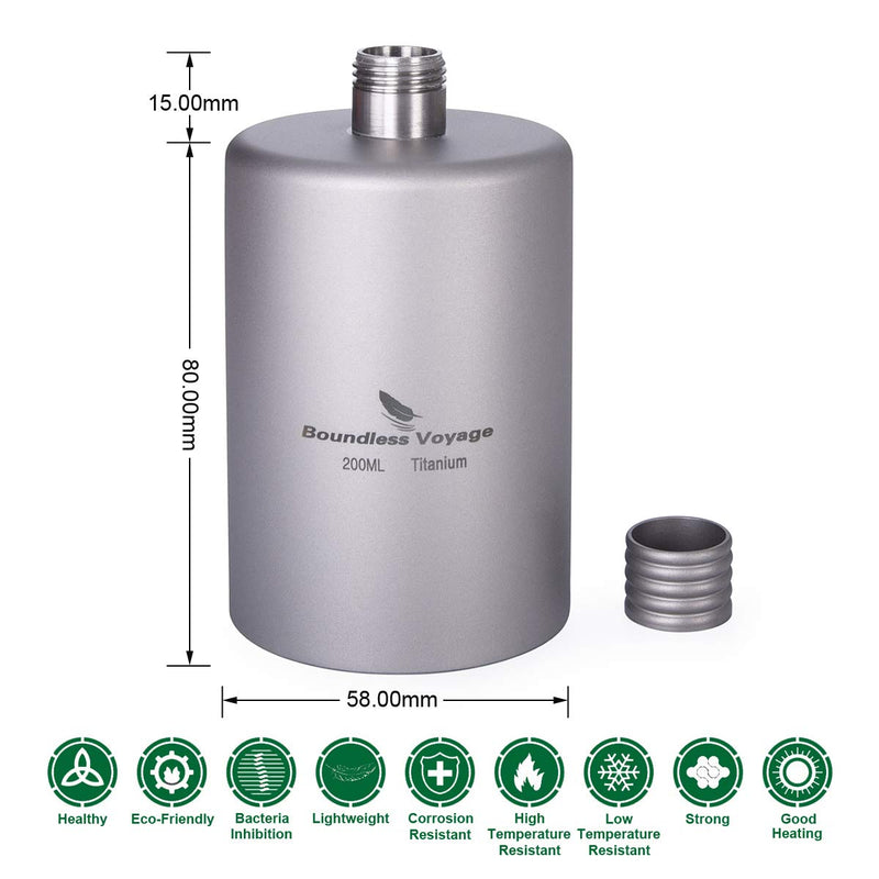 [Australia - AusPower] - iBasingo 200ml Titanium Pocket Flagon Camping Portable Alcohol Bottle Drink Sports Outdoor Hip Flask Picnic Wine Bottle A-Ti3068D 