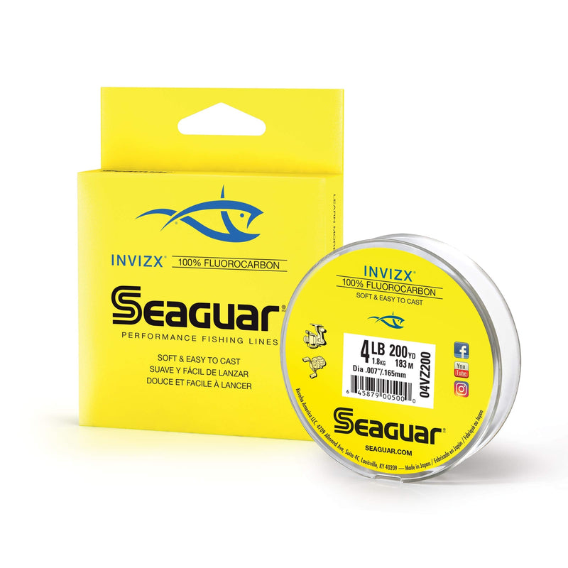 [Australia - AusPower] - Seaguar Invizx 100-Percent Fluorocarbon 200 Yard Fishing Line, 4-Pound, Clear 