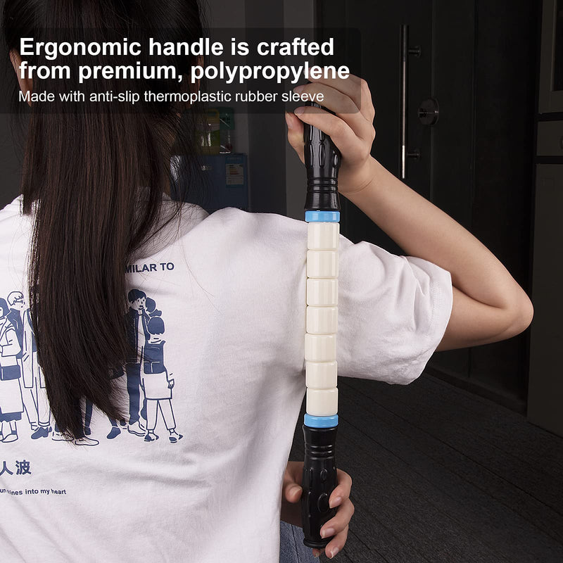 [Australia - AusPower] - Premium Muscle Roller The Ultimate Massage Roller Stick 17 Inches Recommended by Physical Therapists Promotes Recovery Fast Relief for Cramps Soreness Tight Muscles-White 