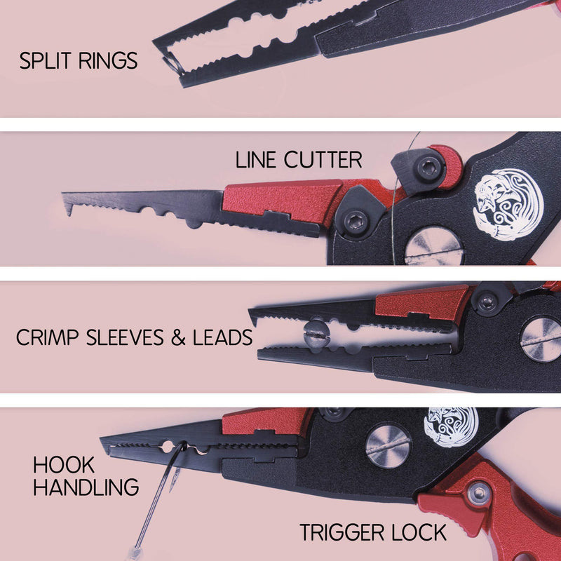 [Australia - AusPower] - Kraken Bass Fishing Pliers with Hook Sharpener Line Cutters, Split Ring Opener, Light Weight Aluminum, Waterproof, Sheath & Lanyard with Diamond Stone Fish Gear. 