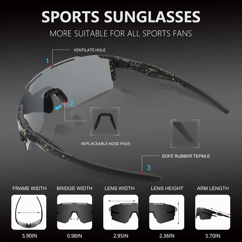 [Australia - AusPower] - OULAIQI Cycling Sunglasses Polarized Sunglasses for Cycling Men Women with 1 Lens or 3 Interchangeable Lens Baseball Glasses Black Grey-1 Polarized Lens 