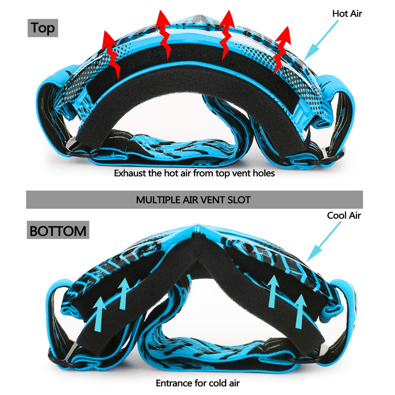 [Australia - AusPower] - Kids Teens Youth ATV Motorcycle Dirtbike Cycling Ski Snowboard Motocross Riding Goggles … Blue 