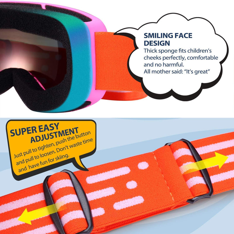 [Australia - AusPower] - LOEO Kids Ski Goggle, Snow Ski Goggles for Kids Youth Teens Boys and Girls from 5-14 01.black With Red Silver Lens 
