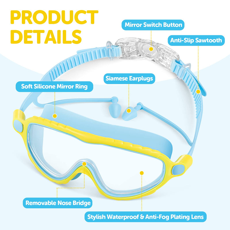 [Australia - AusPower] - Portzon Swimming Goggles Anti Fog Swimming Goggles Clear No Leaking Crystal Blue 