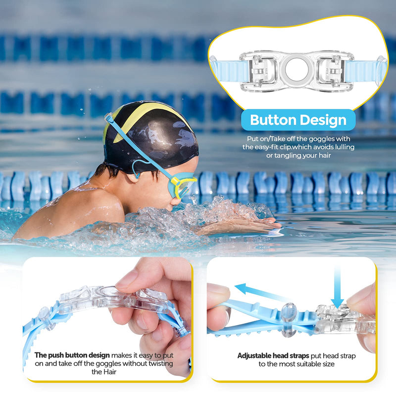 [Australia - AusPower] - Portzon Swimming Goggles Anti Fog Swimming Goggles Clear No Leaking Crystal Blue 
