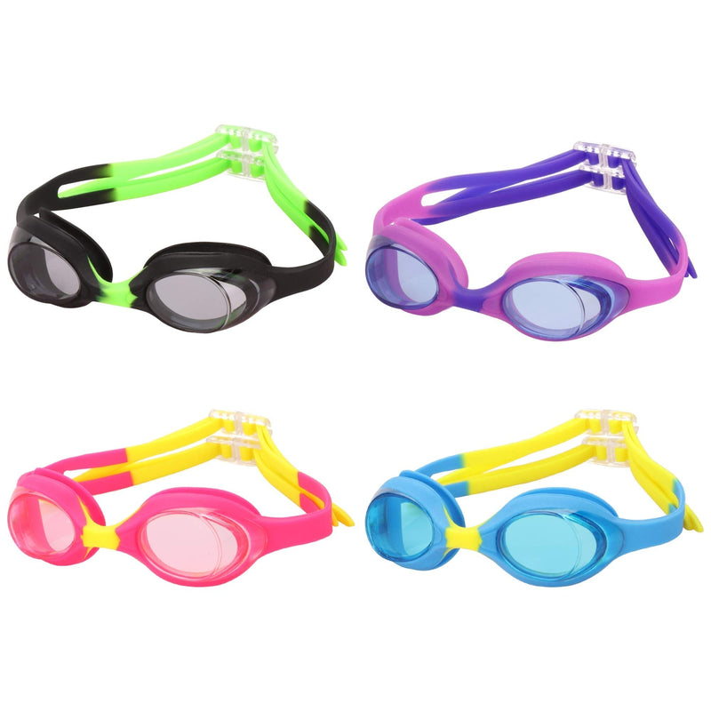 [Australia - AusPower] - Romoc 4 Pack Kids Swimming Goggles,No Leaking,Anti Fog,UV Protection Swim Glasses Water Goggles Blue+black+red+purple 