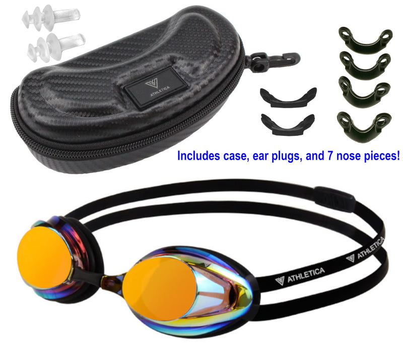 [Australia - AusPower] - V ATHLETICA Unisex Adult and Youth Swim Goggles and Case Black 