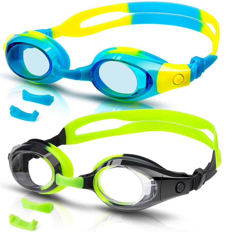 [Australia - AusPower] - VETOKY Kids Swim Goggles, Pack of 2 Anti Fog Swimming Goggles UV Protection Clear No Leaking for Child and Youth Ages 3-12 Blue+black 
