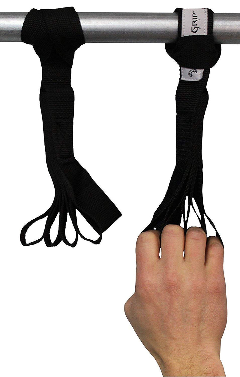 [Australia - AusPower] - Core Prodigy Talon Pull Up Grip Strength Straps - Nylon Finger and Thumb Loops for Grip Training, Rock Climbing, Hand and Arm Strengthener Black 