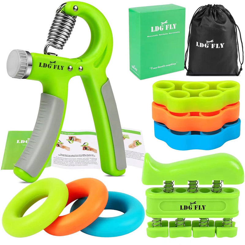 [Australia - AusPower] - Hand Grip Strengthener Kit with Finger Exerciser, Finger Stretchers, Adjustable Hand Gripper and Exercise Rings, Strength Trainer for Athletes, Pianists, Guitar and Therapy 