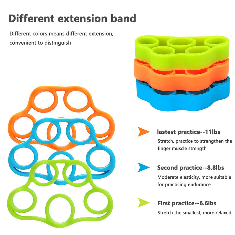 [Australia - AusPower] - Hand Grip Strengthener Kit with Finger Exerciser, Finger Stretchers, Adjustable Hand Gripper and Exercise Rings, Strength Trainer for Athletes, Pianists, Guitar and Therapy 