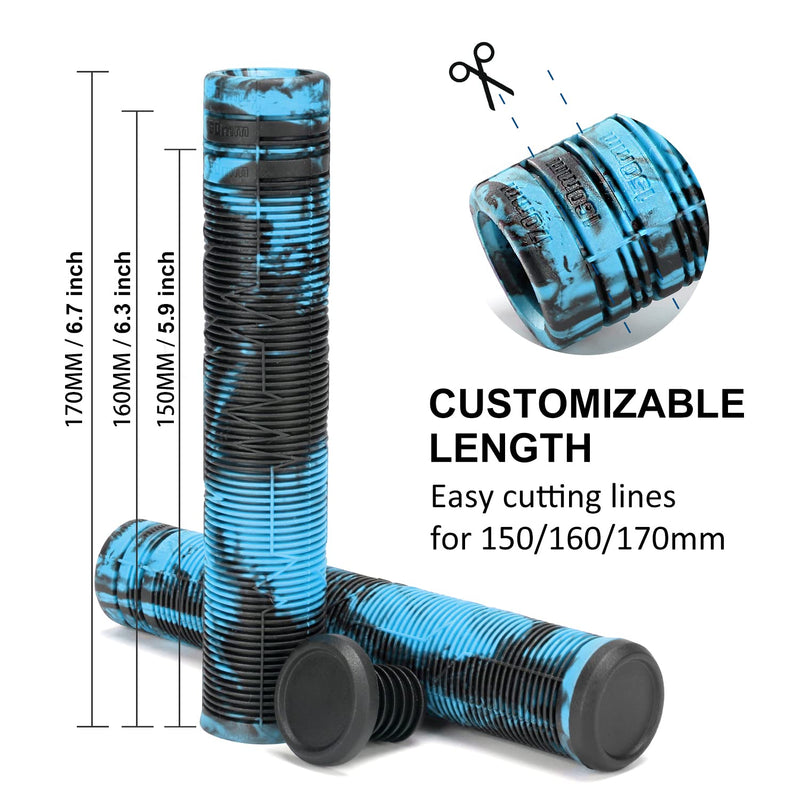 [Australia - AusPower] - Limit Handlebar Grips with Easy Cutting Lines for 150/160/170mm Use Pro Stunt Scooters Biack/blue 