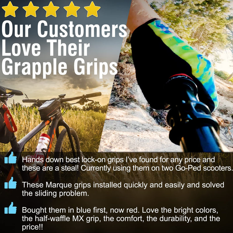 [Australia - AusPower] - MARQUE Grapple Mountain Bike Handlebar Grips – Single Lock-On Ring MTB and BMX Bicycle Handle Bar with Non-Slip Grip 