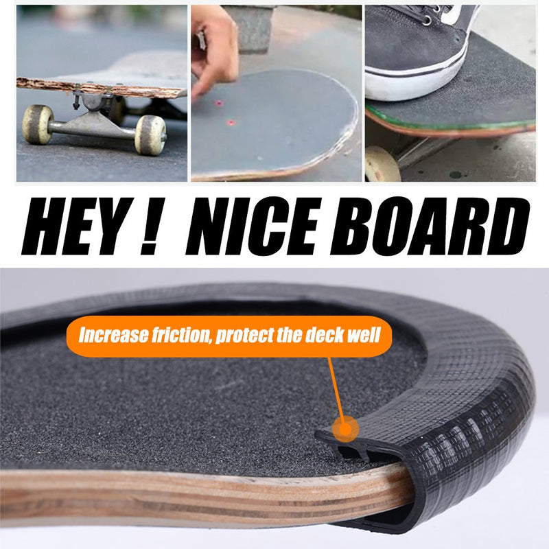 [Australia - AusPower] - MAXPRO Skateboard Deck Guards Protector,Longboard Deck Edge Protection,Durable Shock Absorbing Rubber Cover with Excellent Grip Nose Guard and Tail Guard Black 